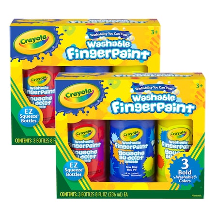 Crayola Washable Fingerpaint, Bold Colors, 8 oz., 3 Count, PK2 551310